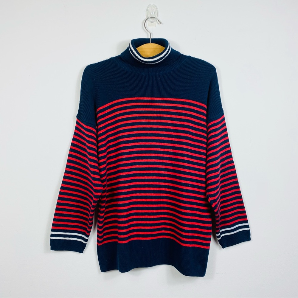Emporio Armani men’s  turtleneck blue and red striped sweater Size 26